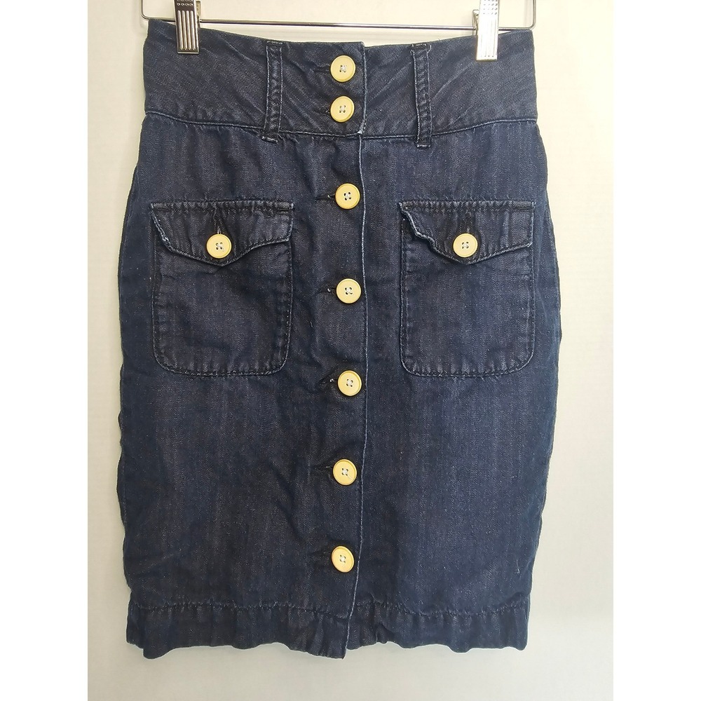 Warhol Factory x Levi's Denim Skirt Button Front Utility Pocket Dark Wash Sz P